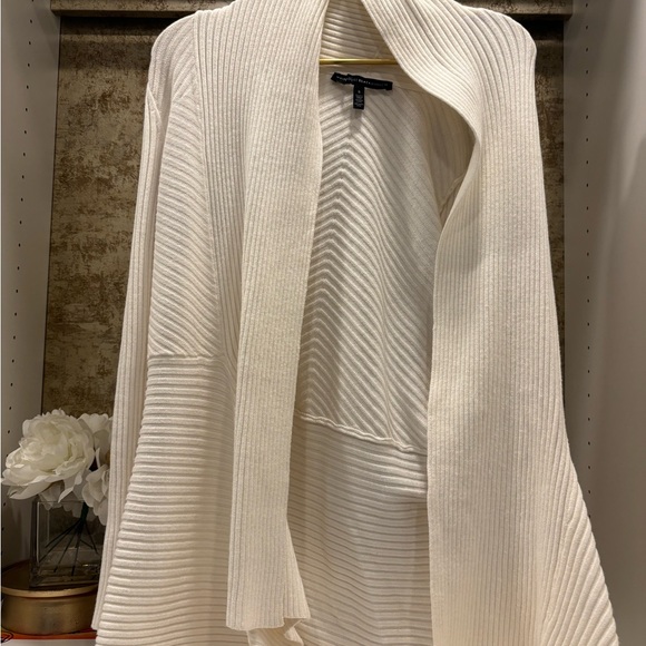 White Ribbed Open Cardigan - Picture 1 of 5